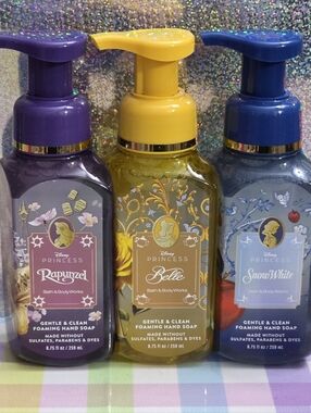 Bath Body Works Disney Princess Rapunzel, Belle, & Snow White Hand Soap Set NEW